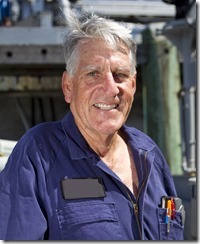 Chief Petty Officer Electronics Technician Len Bilton celebrates 50 years in the navy, making him the navy's longest serving current sailor, Devonport, Auckland, New Zealand, Thursday, February 17, 2011.  Credit: NZPA / David Rowland